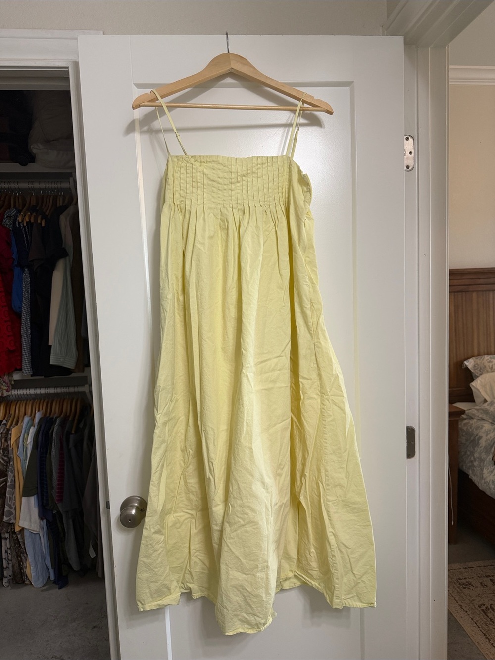 Light Yellow Smocked A-Line Maxi Skirt